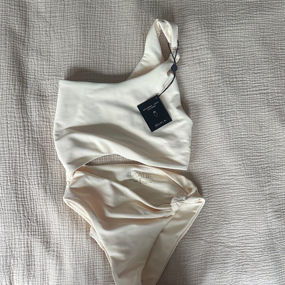Skatie Off-White One-Shoulder Swimsuit